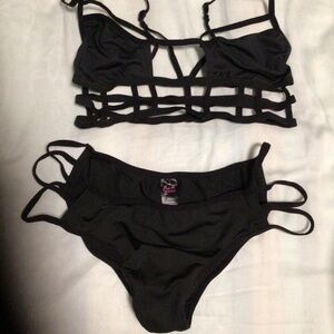 Pink Lipstick Very Strappy Bra and Panty Set M/L